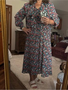 VTG Schrader Sport Custom Dress Women 16W Maxi Floral Boho Cottagecore Hippie